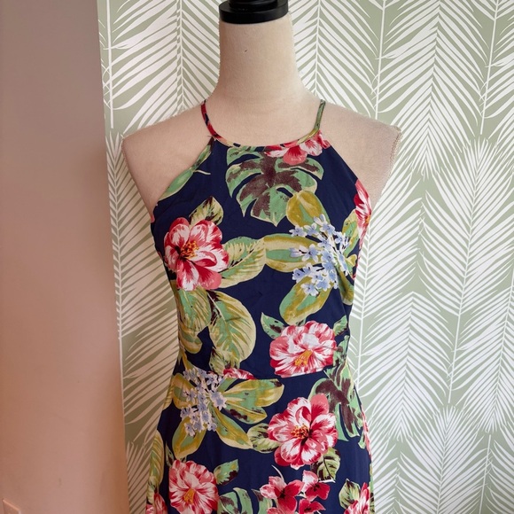 Lulus Havana Oh NaNa Navy Blue Floral Print Maxi Dress Medium Tropical Resort - Picture 6 of 10